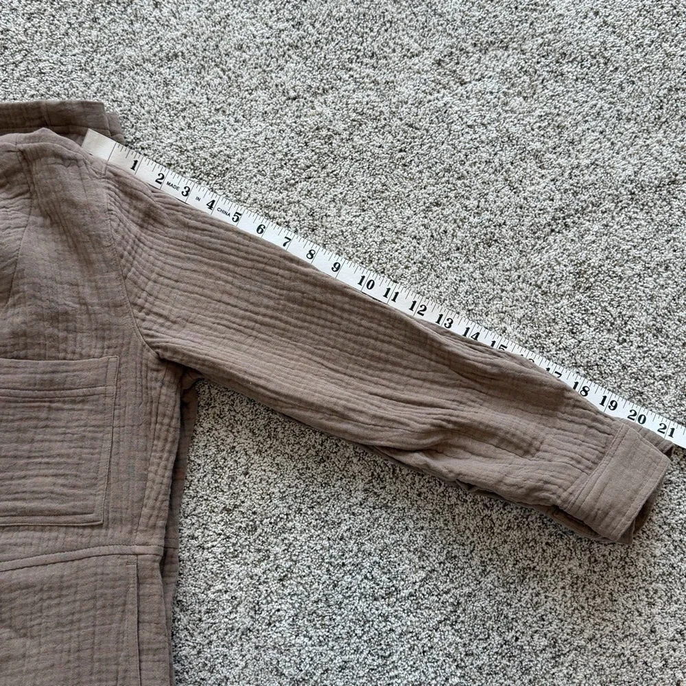 Madewell Brown Gauze Button Front Romper Jumpsuit XXS Neutral Boho 100% Cotton